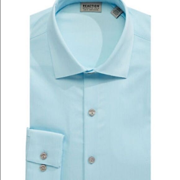 Kenneth Cole Reaction Slim Fit Stretch Dress Shirt-BLUE-15.5-34/35 - Picture 1 of 3